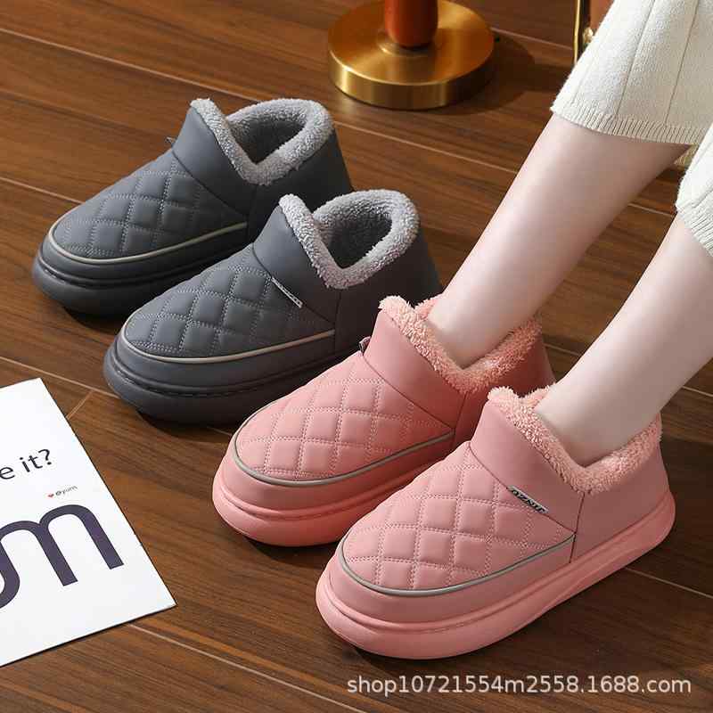 ルームシューズ 男性用 防寒 あったか スリッパ 裏起毛 厚底 滑り止め 防水 暖かい 履きやすい 冷え対策 室内履き カップル 秋冬2