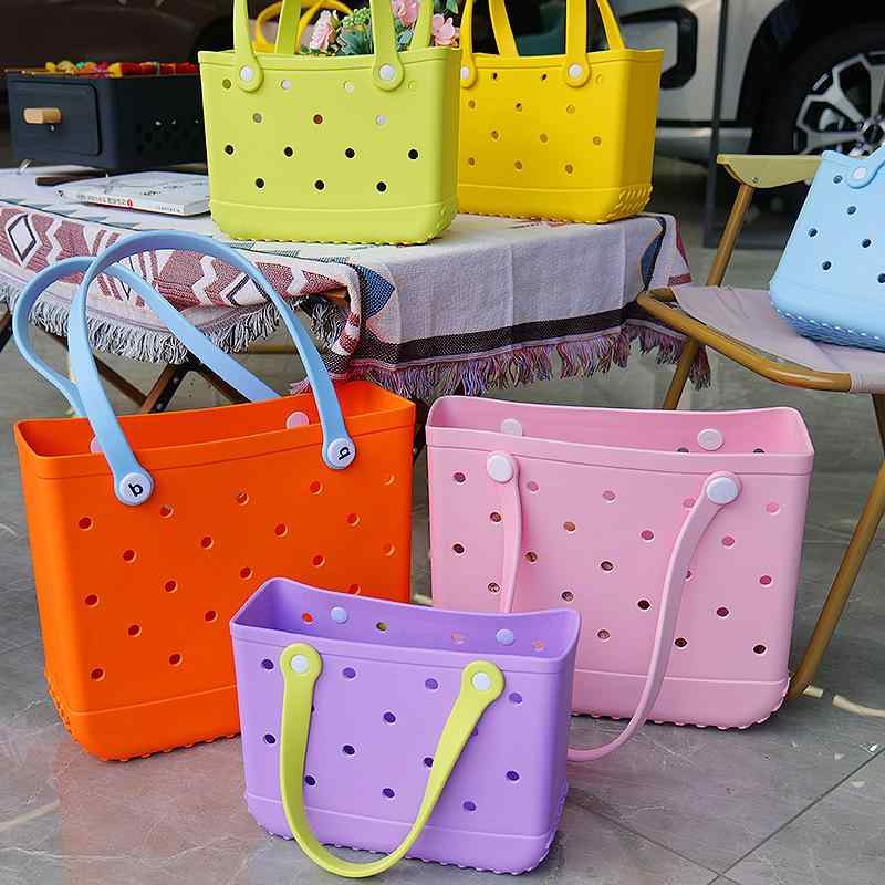 バッグ EVA ビーチバッグ 大容量 旅行 収納 手提げ 鞄 注型 バスケット プリント 軽量