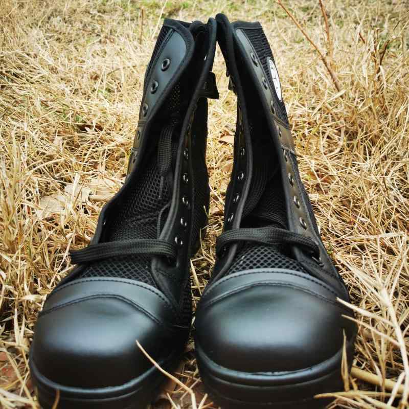 スニーカー 男性用 高帮 ワーク 特勤 作戦用 ブラック 高腰 キャンバス 通気性 メッシュ 訓練 アウトドア 普段使い 作業靴