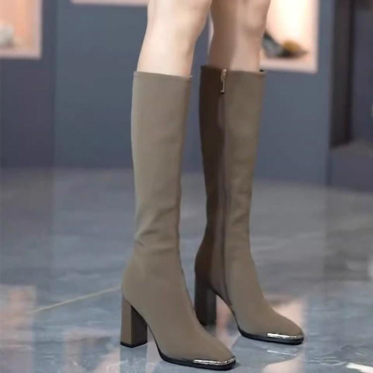 ブーツ レディース 秋冬 韓国 サイドジップ 細見え ロングブーツ ハイヒール きれいめ かわいい お洒落