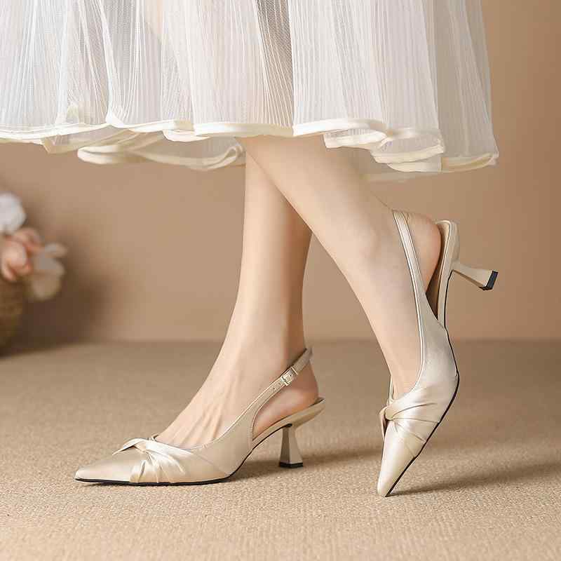 サンダル レディース ポインテッドトゥ ピンヒール バックストラップ 柔らかい шкіра調 春夏 デート パーティー