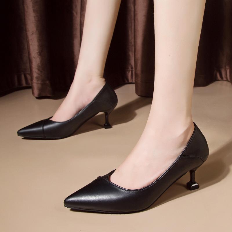 パンプス レディース ポインテッドトゥ ハイヒール ピンヒール 婦人靴 オフィス フォーマル 通勤 ブラック 黒 フェイクレザー 合成皮革