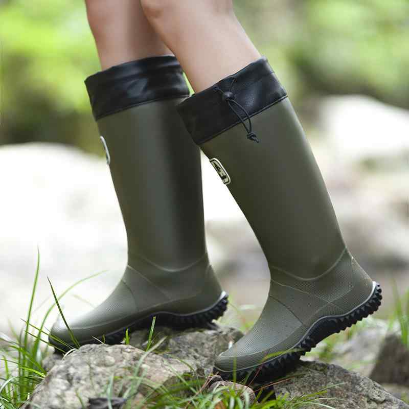 レインブーツ 男性用 防水 耐摩耗 長靴 アウトドア 野鳥協会風 高筒 ラバーブーツ カジュアル