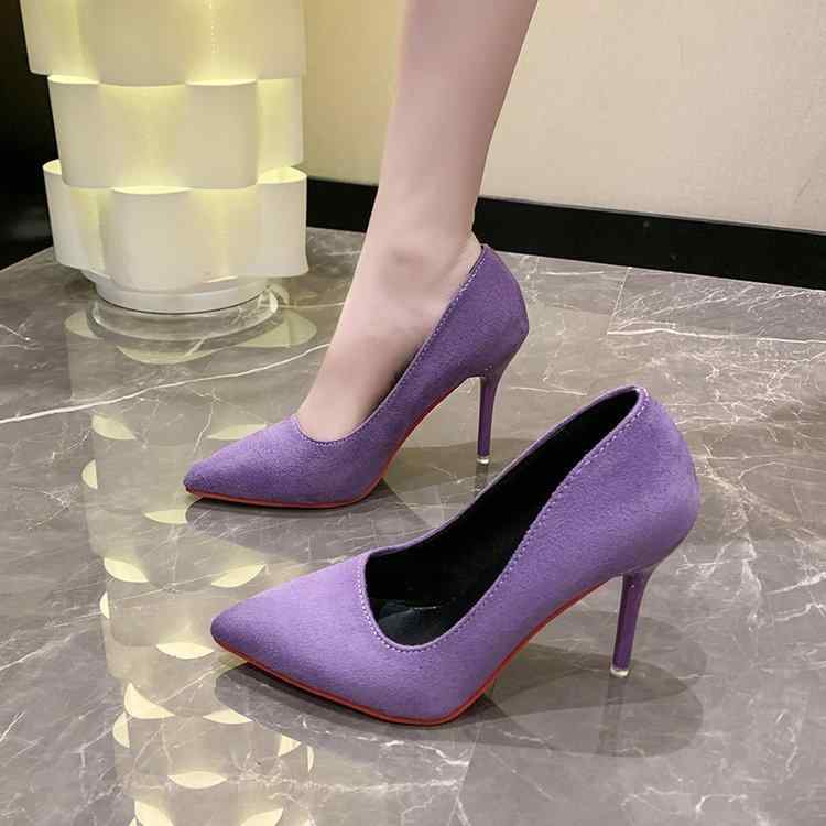 パンプス レディース ポインテッドトゥ スエード調 ハイヒール ピンヒール エレガント フェミニン 9cm 10cm パーティー