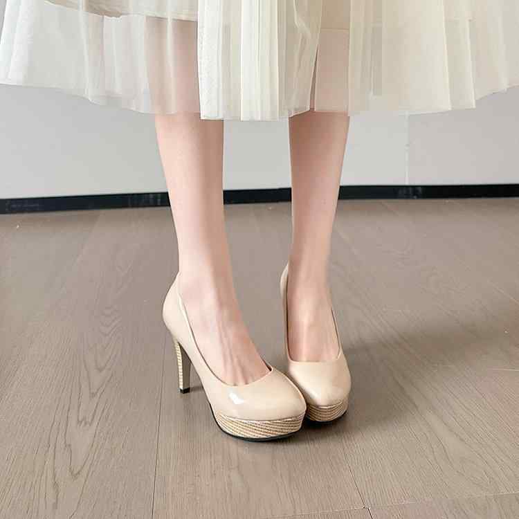 靴 レディース 厚底 ラウンドトゥ ピンヒール ハイヒール シューズ フォーマル ブライダル 結婚式 レッド 赤 春夏 秋冬