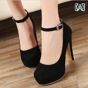 パンプス レディース スエード調 ポインテッドトゥ ピンヒール ストラップ 大きいサイズ 通勤 パーティー 二次会 デート エレガント きれいめ 美脚