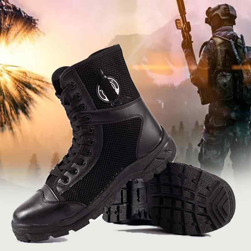 靴 男性用 高腰 キャンバス 特勤シューズ 通気性 セキュリティ 警備 門衛 パトロール ワークブーツ 執勤靴