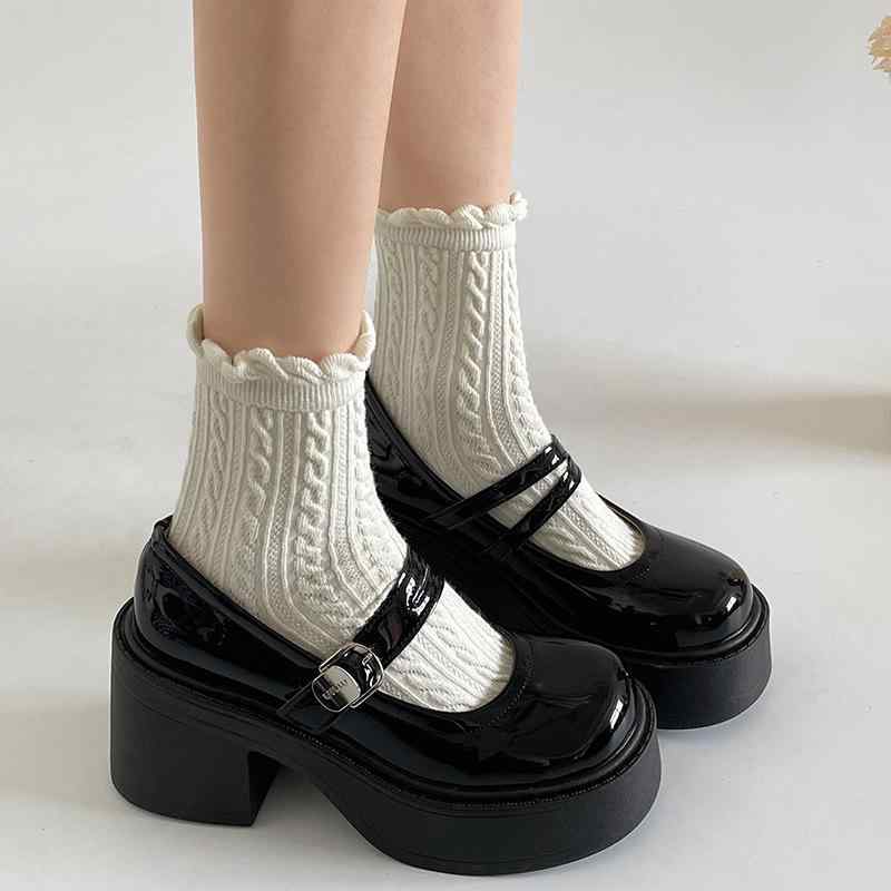 靴 レディース 厚底 メリージェーン シューズ ローファー パンプス 太ヒール スエード調 スウェード調 合皮 フェイクレザー クラシカル レトロ かわいい 歩きやすい 普段使い デート