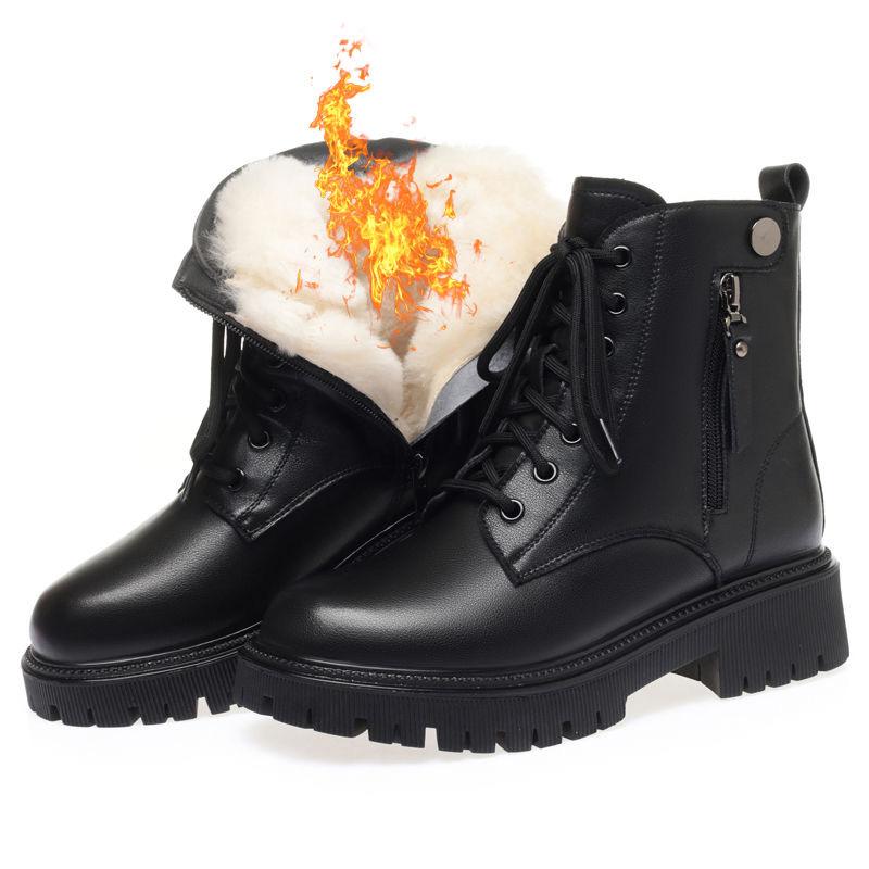 ブーツ レディース 冬季 裏起毛 厚底 ショートブーツ 軟らかい レザー 綿靴 あったか ムートンブーツ スノーブーツ レザーシューズ