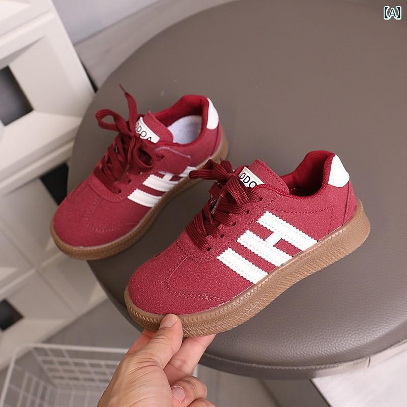 Shoes - 靴 キッズ スニーカー ローカット 子供靴 男の子 女の子 フラットシューズ 運動靴 秋冬 韓国 レッド
