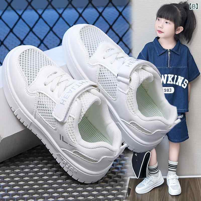 子供靴 男の子 メッシュ シューズ 春夏秋 四季 兼用 柔らかい 靴底 女の子 運動靴 カジュアル スニーカー 白