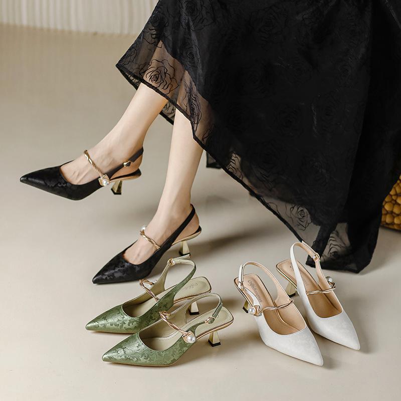 サンダル レディース 新チャイナ風 軽国風 エレガント 复古 サンダル チャンキーヒール サテン エレガント 高見え フェミニン 歩きやすい