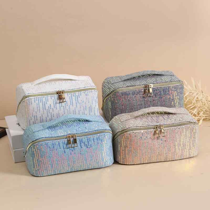 化粧ポーチ レディース キラキラ ラメ 大容量 柔らかい 収納 洗面 化粧品 分けて収納