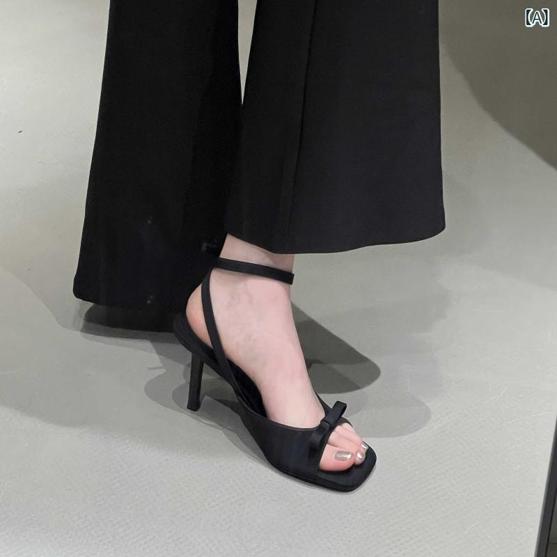 サンダル レディース 細ヒール バタフライ ちょう結び ミュール 春夏 かわいい おしゃれ 外履き パーティー イベント