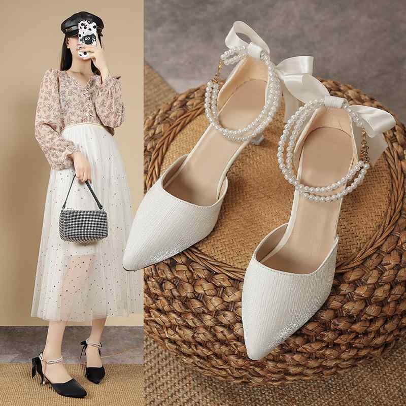 サンダル レディース 2025年 ミュール 蝶結び ちょう結び ハイヒール ピンヒール ポインテッドトゥ スティレットヒール アンクルストラップ エレガント きれいめ かわいい 上品 フェミニン お洒落 おしゃれ