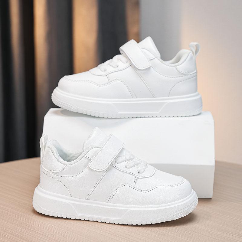 靴 子供 小黒靴 白色 運動靴 男の子 女の子 中大童 皮面 小白靴 小学生 スニーカー カジュアル