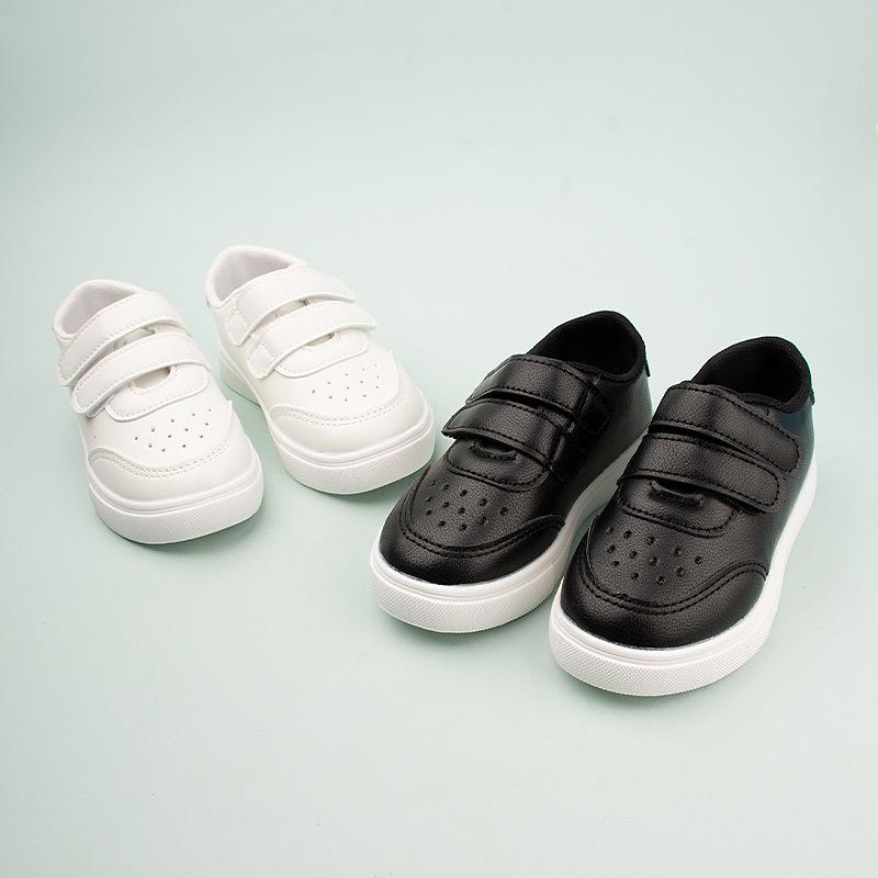 スニーカー キッズ 男の子 女の子 PUレザー 通気性 スポーツ 運動靴 カジュアル 柔らかい靴底 白 春夏 秋冬