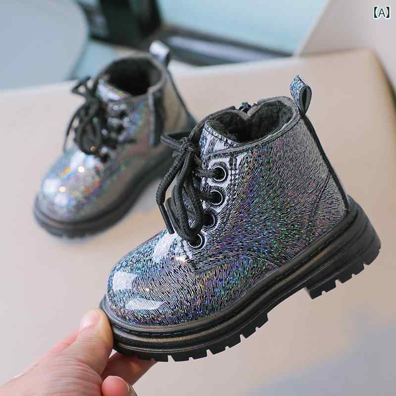 ブーツ キッズ 秋冬 ショートブーツ 漆皮 光沢 レザー 皮 女の子 子供靴