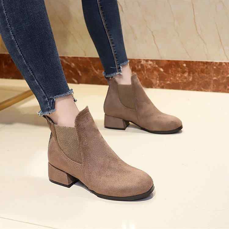 ブーツ レディース 秋冬 ショートブーツ 厚底 無地 ローヒール プレーン ラウンドトゥ 履きやすい 痛くない 歩きやすい カジュアル 美脚 脚長効果 ファッション2