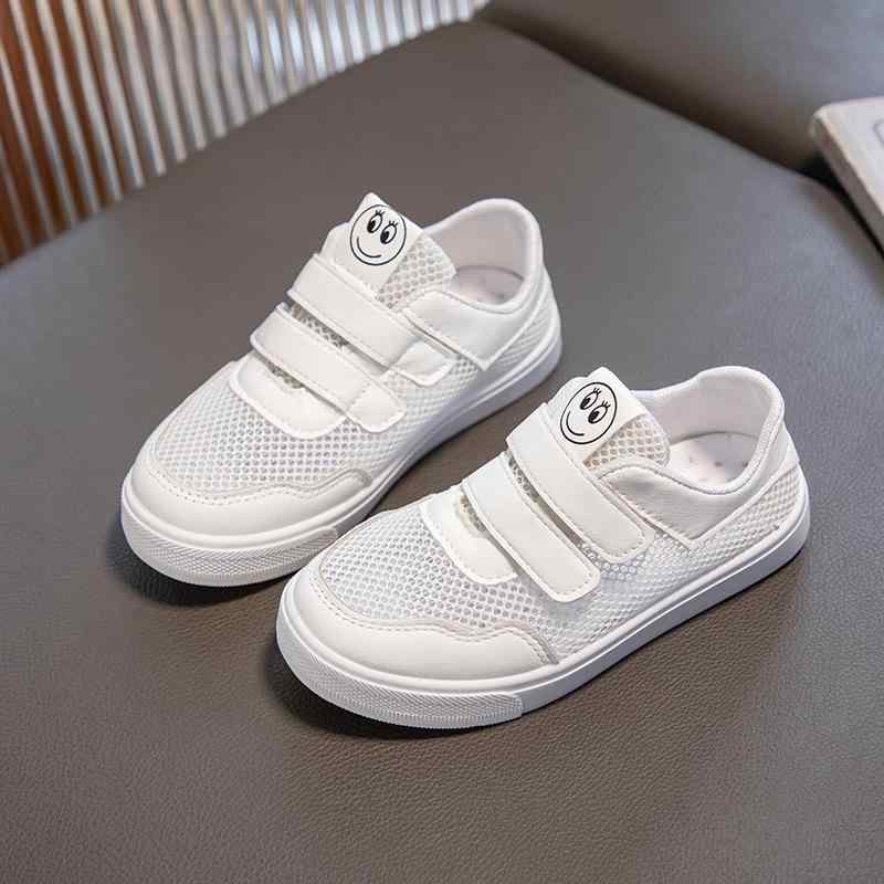 スニーカー キッズ 白 通学履き 子供靴 メッシュ 男女兼用 運動靴 厚底 体育館履き ジュニア ローカット ベルクロ 軽量 滑り止め カジュアル 通気性 小学生 中学生 幼稚園 保育園(4.0)