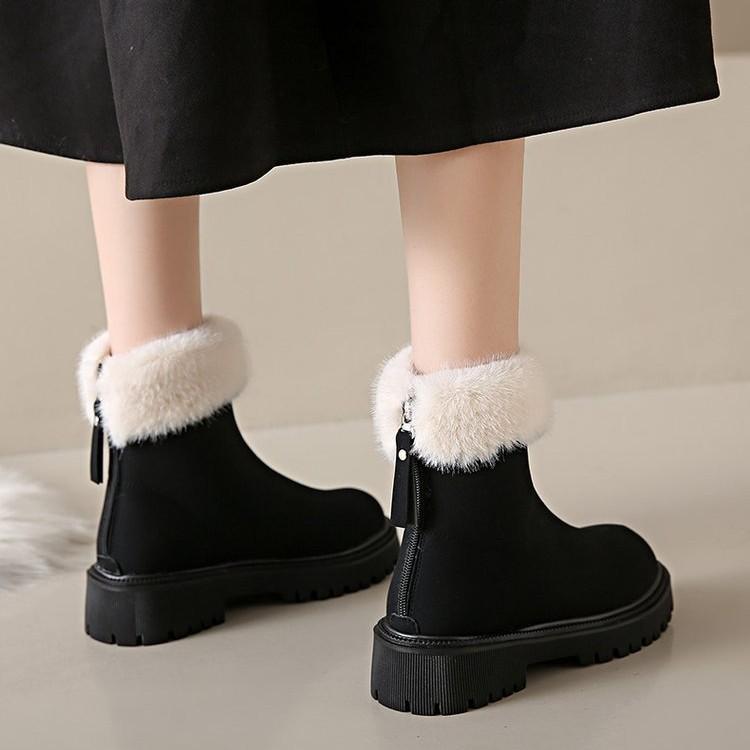 スノーブーツ レディース 秋冬 厚底 ショートブーツ 裏起毛 あったか 防寒 滑り止め フェイクファー カ..