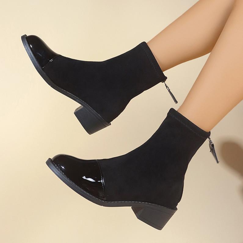 ブーツ レディース 秋冬 大きいサイズ 厚底 チャンキーヒール ラウンドトゥ 快適 歩きやすい ショート..