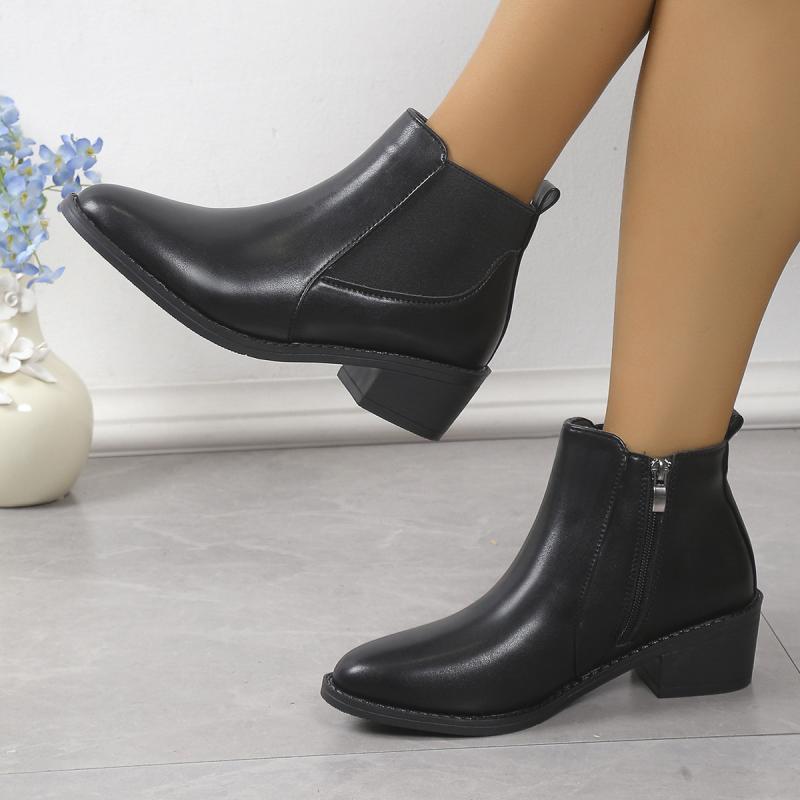 ブーツ レディース 大きいサイズ 秋冬 ポインテッドトゥ 太ヒール ヌードブーツ 普段使い カジュアル