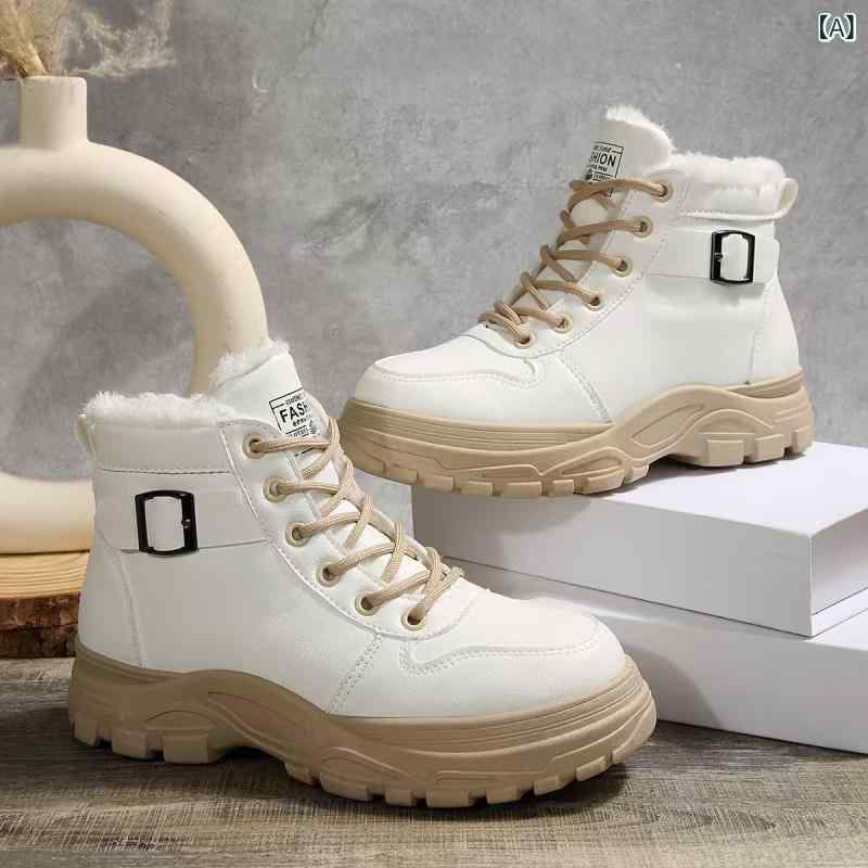 ブーツ レディース 秋冬 厚底 ショートブーツ レースアップ あったか 裏起毛 外反母趾 ワークブーツ エンジニアブーツ 歩きやすい 履き..