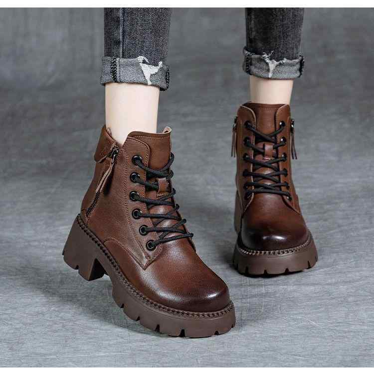 ブーツ レディース 厚底 ショートブーツ 滑り止め 秋冬 レトロ ヴィンテージ風 高見え トレンド コット..