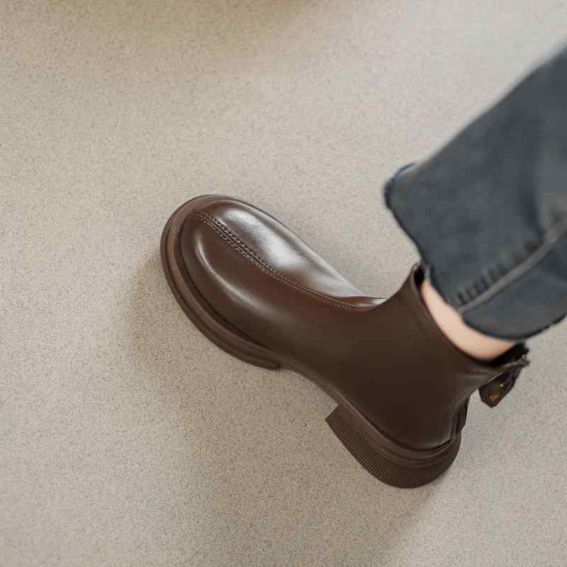 ブーツ レディース 秋冬 厚底 身長アップ ワークブーツ ショートブーツ チェルシーブーツ ファスナー2