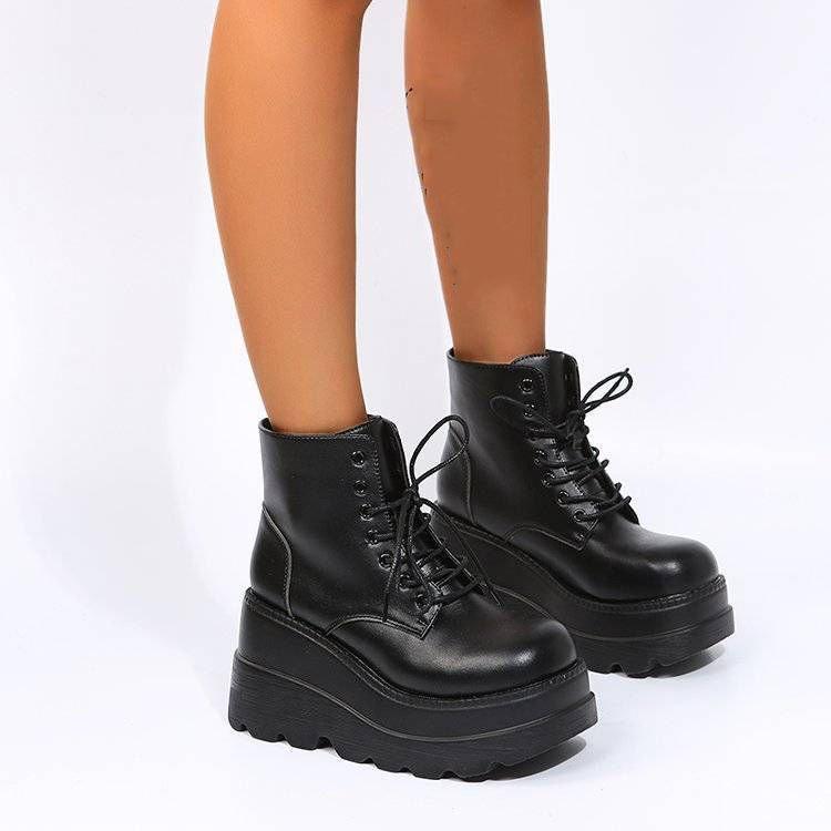 ブーツ レディース 厚底 ショートブーツ インヒール 8cm 身長アップ 美脚効果 歩きやすい 普段使い カ..