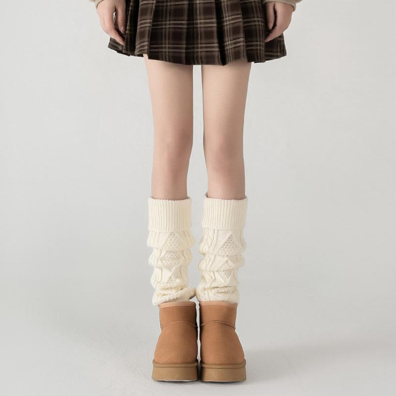靴下 レディース 秋冬 レッグウォーマー ソックス ルーズソックス ケーブル編み ニット ウール あったか 冷え取り 美脚 暖かい かわいい2