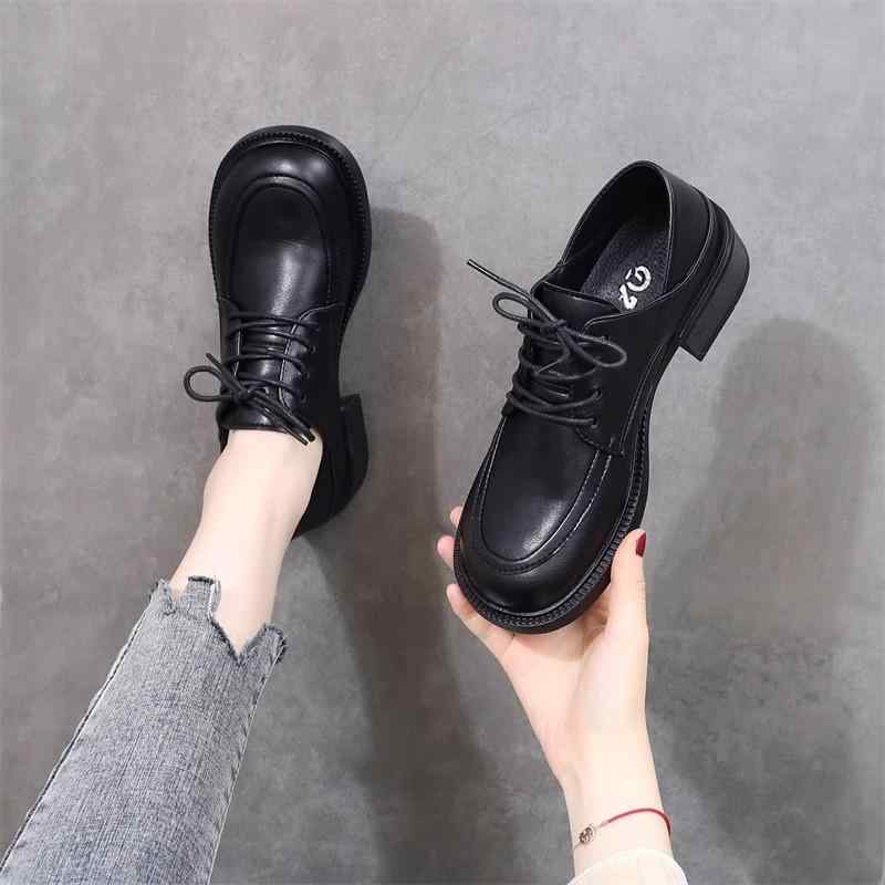 靴 レディース 春秋 ラウンドトゥ レースアップ 革 ローファー 2way レザーシューズ ブリティッシュスタイル カジュアル 普段使い