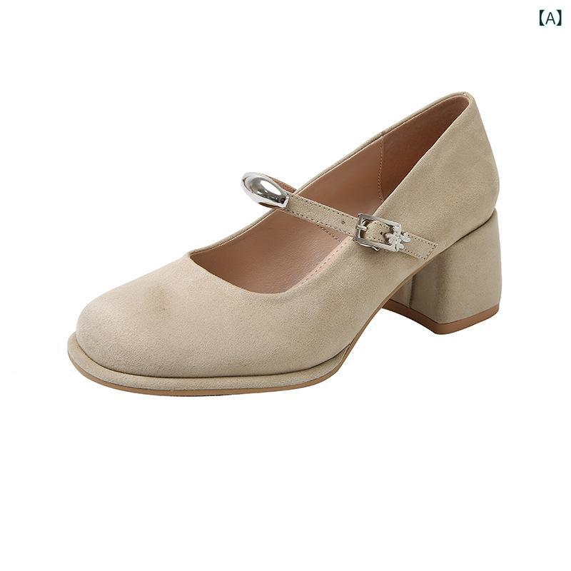 ハイヒール レディース パンプス マリージェーンシューズ ローヒール チャンキーヒール スエード調 スウェード調 太ヒール ストラップ ポインテッドトゥ スムース スムース調 フラット ぺたんこ ローヒール 歩きやすい 履きやすい 痛くない 疲れない 滑