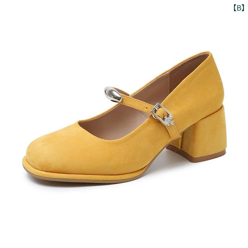 ハイヒール レディース パンプス マリージェーンシューズ ローヒール チャンキーヒール スエード調 スウェード調 太ヒール ストラップ ポインテッドトゥ スムース スムース調 フラット ぺたんこ ローヒール 歩きやすい 履きやすい 痛くない 疲れない 滑