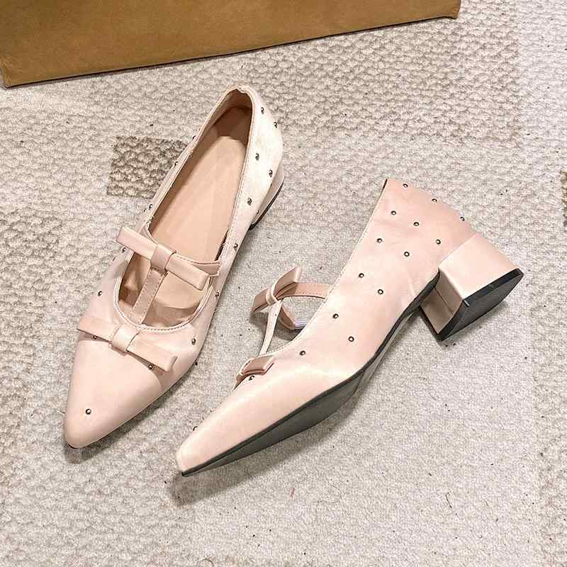 パンプス レディース 春 通勤 ハイヒール 婦人靴 ポインテッドトゥ ピンヒール 鋲 びょう スタッズ 浅履き シルク サテン 絹 リボン 蝶結び ちょう結び セクシー エレガント かわいい 上品 きれいめ フォーマル パーティー キャバ 結婚式 二次会2