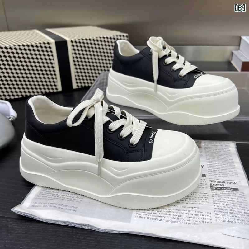 スニーカー レディース 厚底 本革 レースアップ ラウンドトゥ カジュアル 歩きやすい 柔らかい 婦人靴 白 春夏2