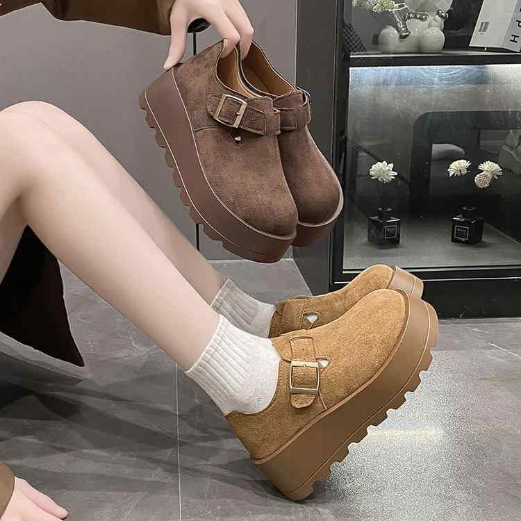 靴 レディース フラットシューズ パンプス 厚底 スエード調 ストラップ 6cmヒール 歩きやすい 痛くない フェミニン かわいい カジュアル 普段使い デート 春秋