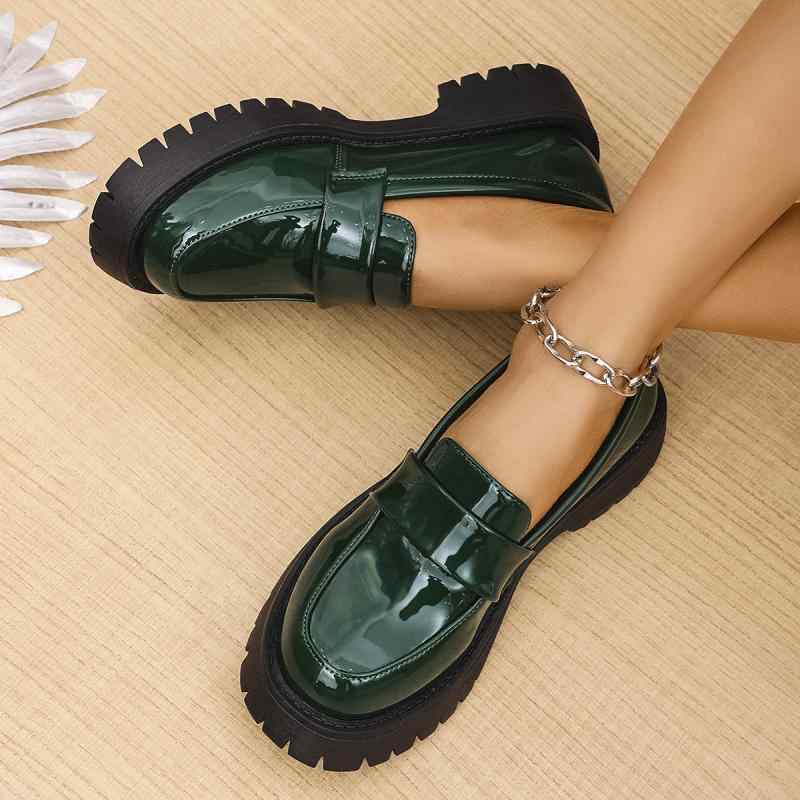 ローファー レディース 厚底 靴 春秋 フラットシューズ スリッポン ローヒール 英国風 レトロ かわいい 歩きやすい 普段使い2