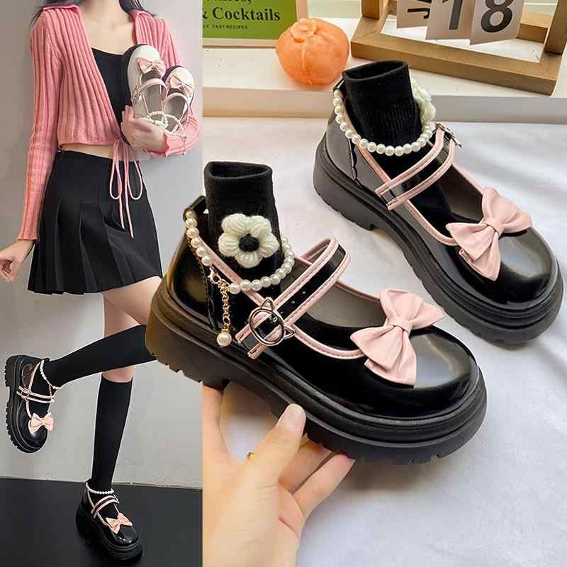 靴 レディース 厚底 小皮鞋 丸頭 パンプス マリー ジェーン シューズ 蝶結び 普段使い カジュアル おしゃれ かわいい 歩きやすい2