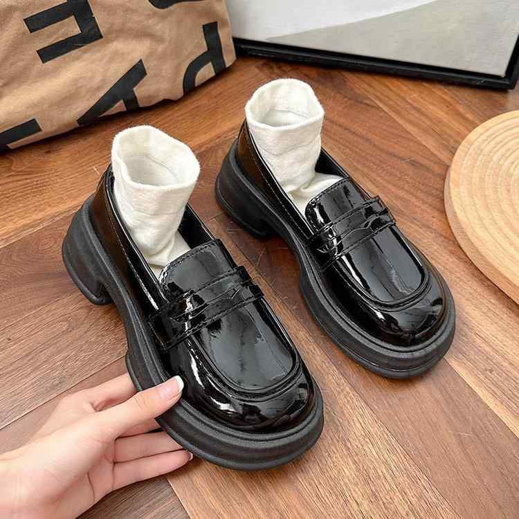 靴 レディース ローファー 厚底 チャンキーヒール カジュアルシューズ パンプス 歩きやすい 普段使い 通学2