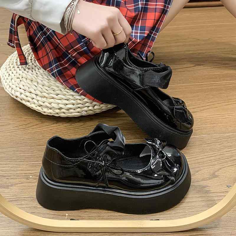 靴 レディース 厚底 メリージェーン シューズ ラウンドトゥ ブラック 春夏 スカート合わせ ローヒール 普段使い かわいい 歩きやすい2