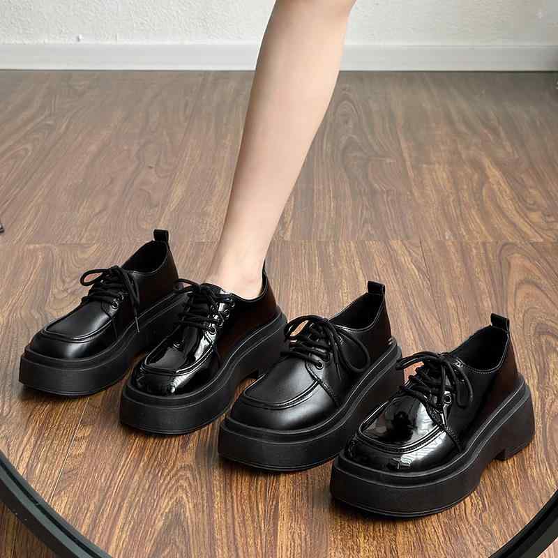 Other - 靴 レディース レースアップシューズ 厚底 ローファー ブリティッシュスタイル 学生風 スカート合わせ 太ヒール カジュアル 普段使い2