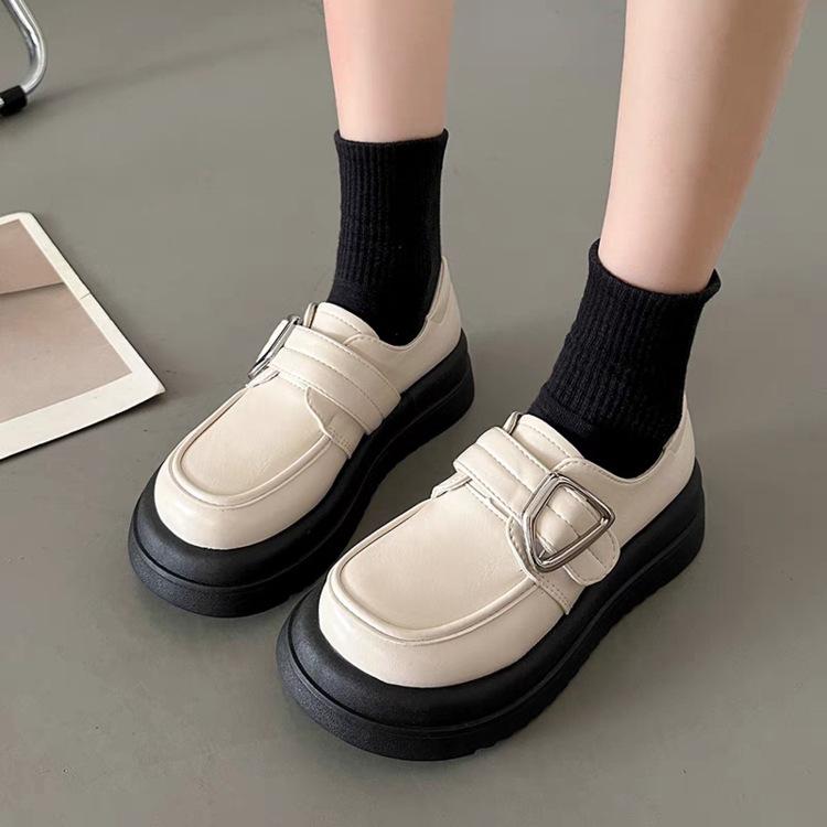 靴 レディース ローファー 厚底 ラウンドトゥ レトロ スタイル アップ 快適 歩きやすい 履きやすい 滑..