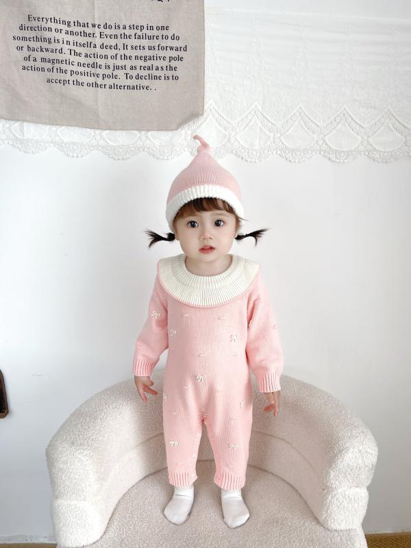 ニット ベビー服 女の子 立体 鉤針編み ハート柄 ニットセーター 帽子付き かわいい 秋冬 多色