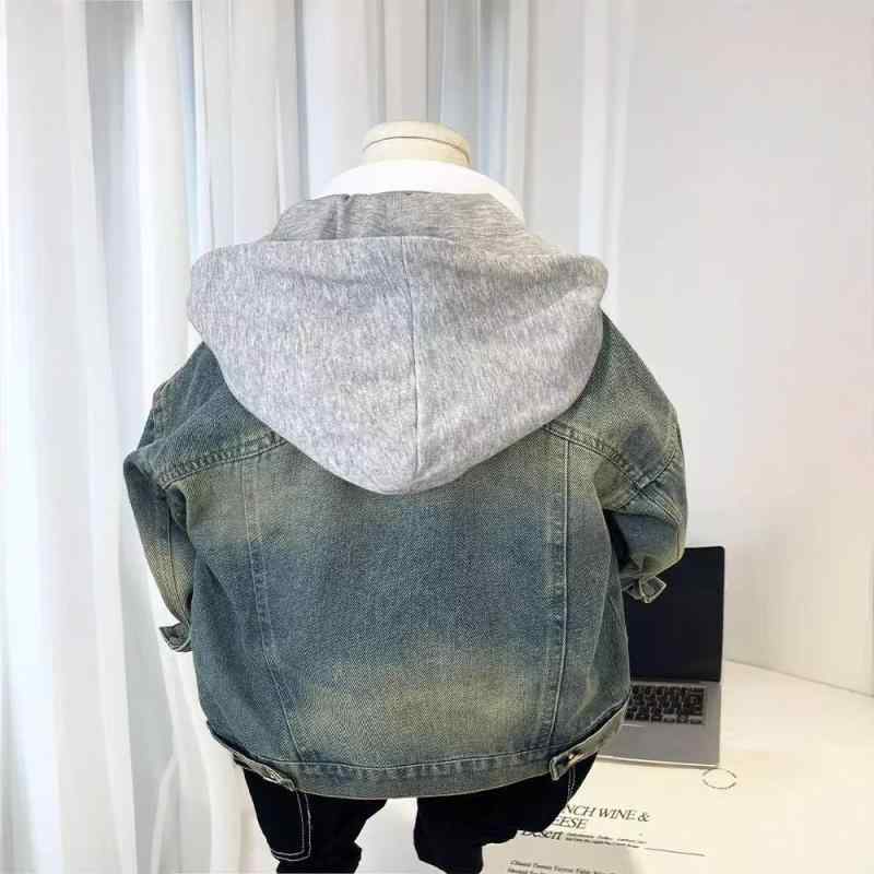 ジャケット キッズ 子供 男の子 デニム 取り外し可能 フード付き 春秋 アウター ゆったり かわいい