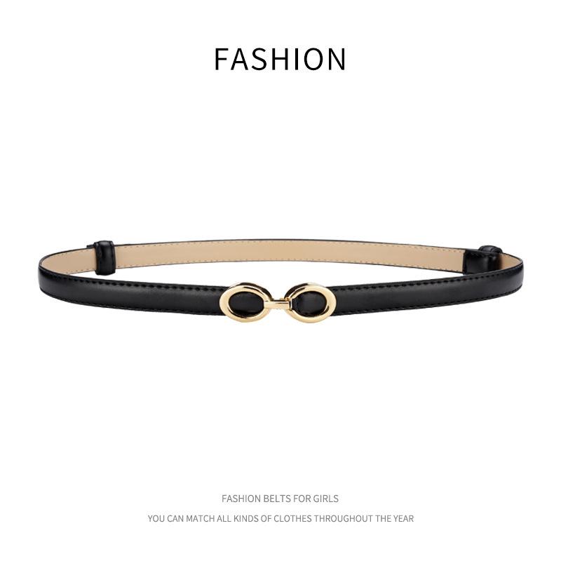 ベルト レディース 本革 牛革 細ベルト ウエストマーク 飾り 対扣 スカート シャツ ワンピース セーター スーツ おしゃれ(4.0)