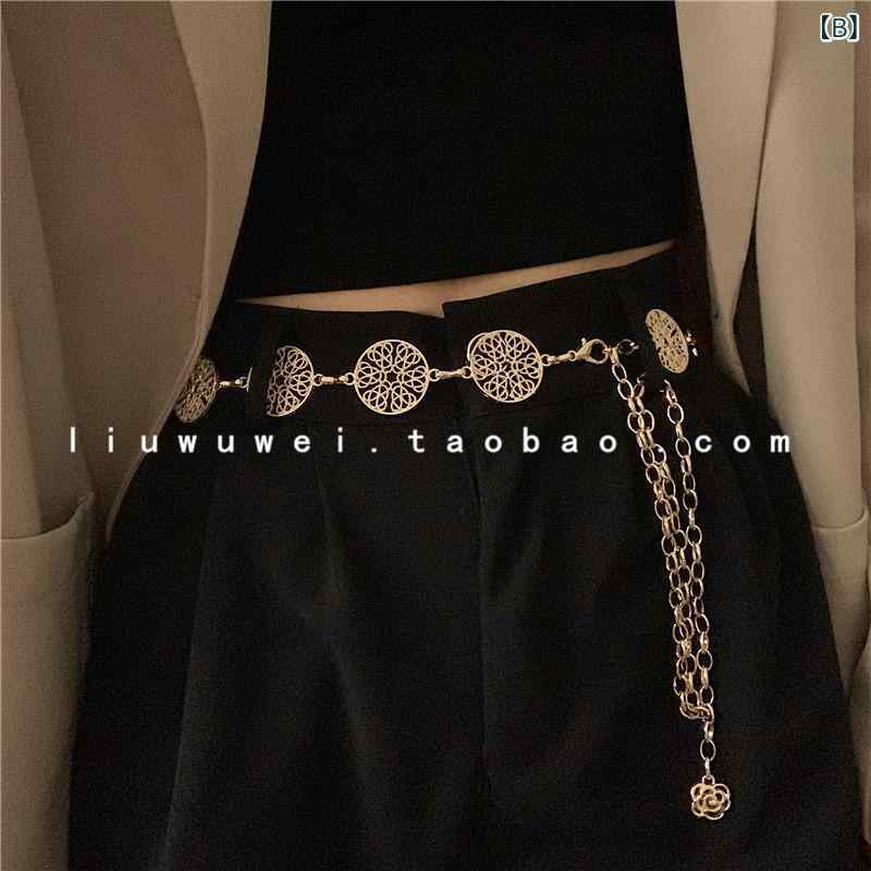 ベルト レディース 金属 ウエストチェーン フェイクレザー スーツ セーター ワンピース飾り JK 腰チェーン アクセサリー