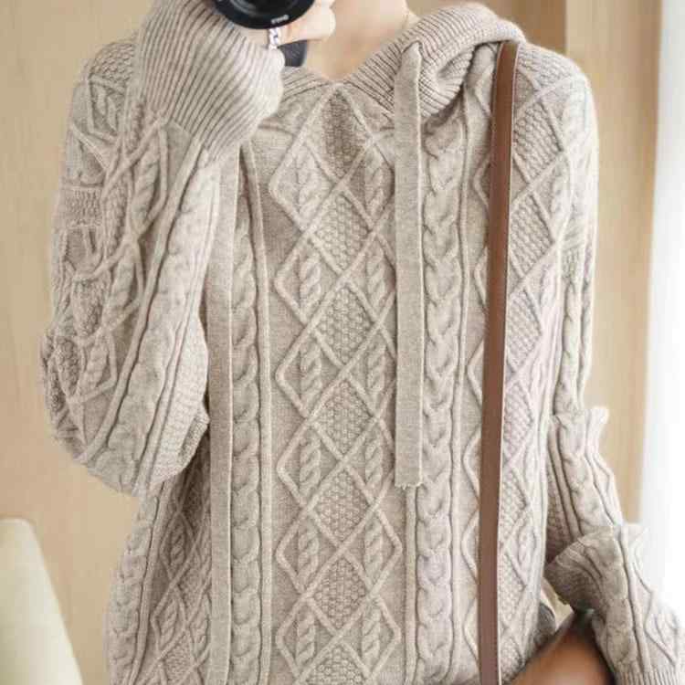 ニット レディース 春秋 韓国風 ひし形 ケーブル編み ルーズ カジュアル おしゃれ トップス かわいい