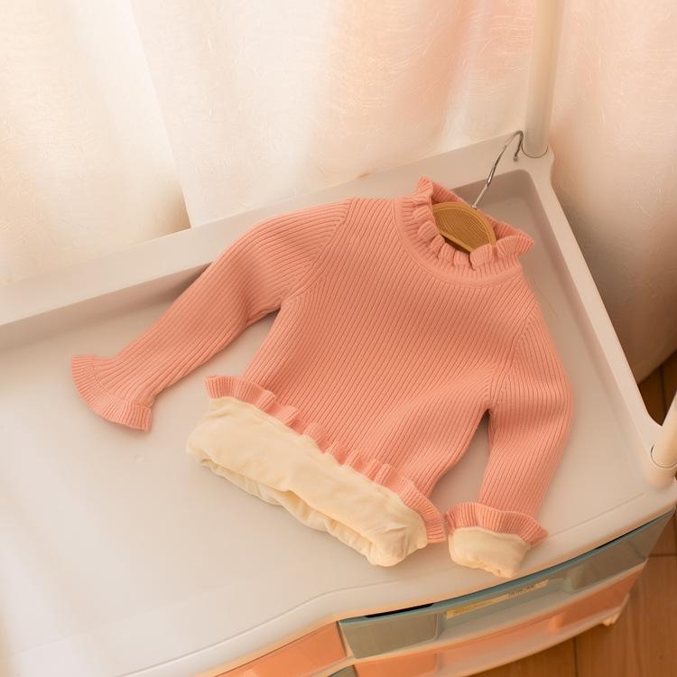 ニット 子供 女の子 裏起毛 花柄 混紡 暖かい 厚手 セーター トップス かわいい